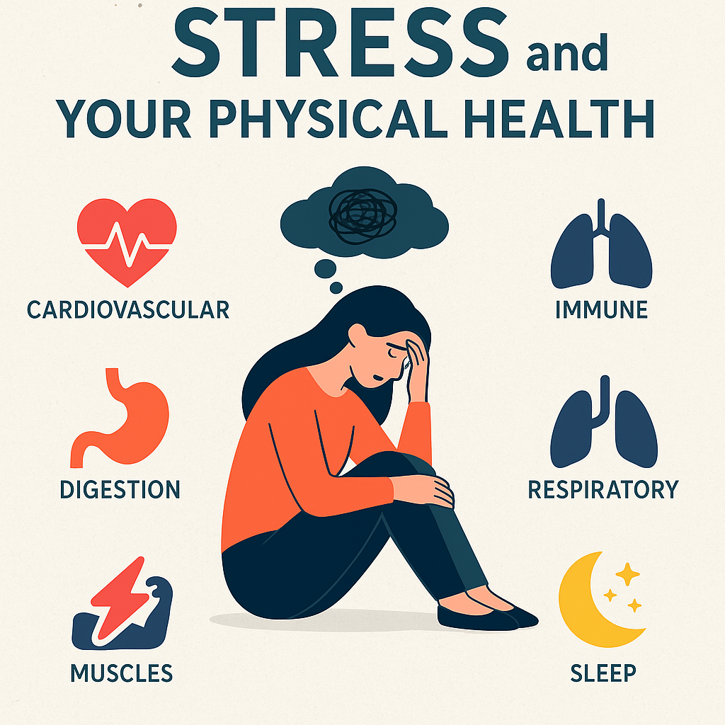 stress and your health cartoon lady stressed with cloud over her head